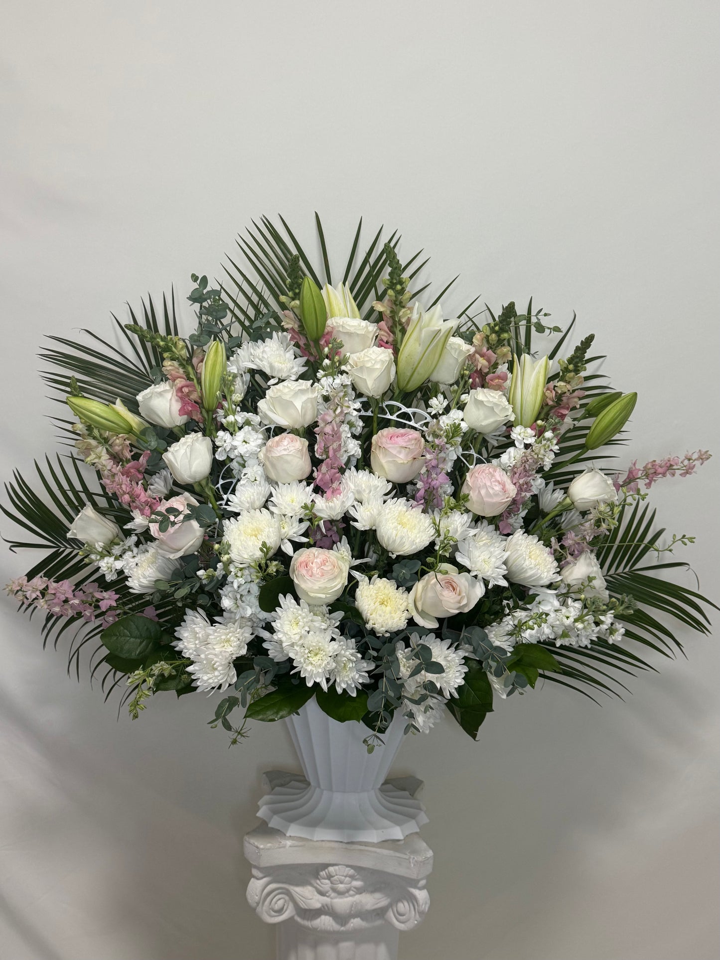 "Pinks and White" Funeral Basket