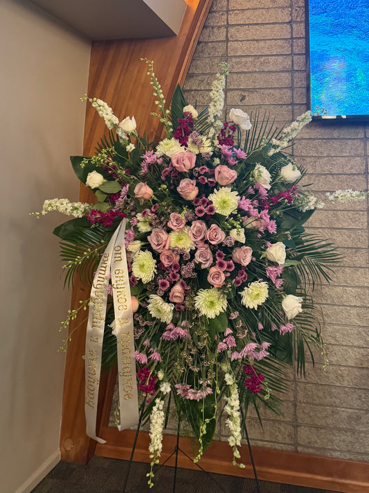 "Purple and White" Funeral Wreath Option#1